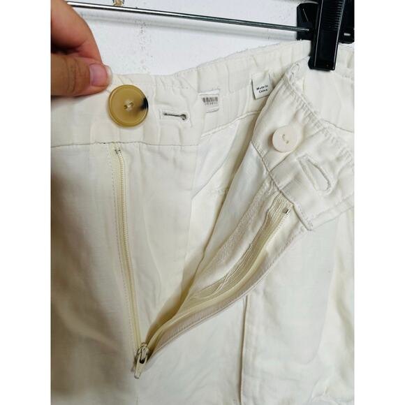 VINCE Women's White Linen Blend Wide Leg Loose Fit Cargo Pants Size 10 - Picture 12 of 16